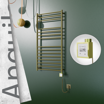 Radiva - Angulia Elektrikli Paslanmaz Çelik Havlupan 600x1210 Altın (KTX3 Termostat) 300W Spiral Kablolu