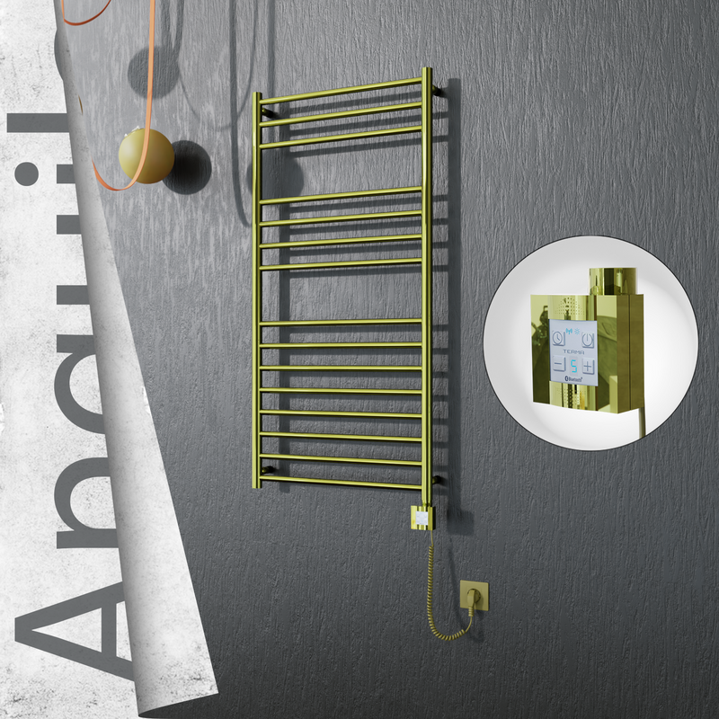 Angulia Elektrikli Paslanmaz Çelik Havlupan 600x1210 Altın (KTX4 Termostat) 300W Spiral Kablolu
