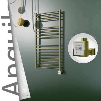 Radiva - Angulia Elektrikli Paslanmaz Çelik Havlupan 600x1210 Satine Altın (KTX3 Termostat) 300W