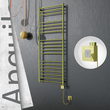 Radiva - Angulia Elektrikli Paslanmaz Çelik Havlupan 600x1630 Altın (KTX1 Termostat) 300W Spiral Kablolu