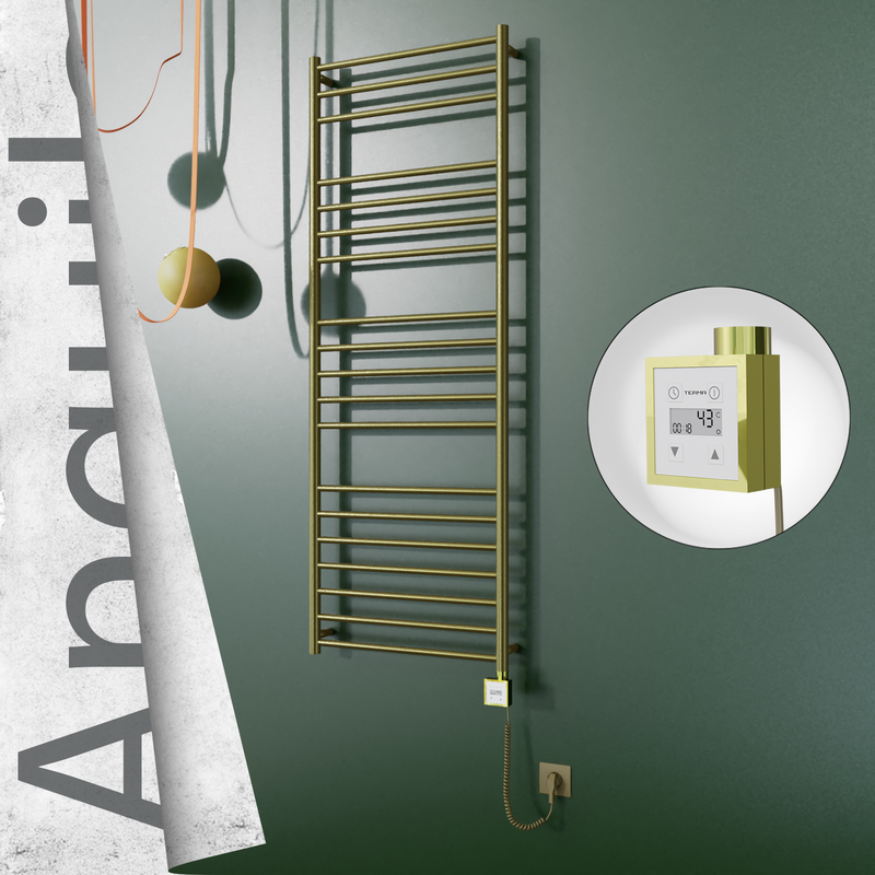 Angulia Elektrikli Paslanmaz Çelik Havlupan 600x1630 Altın (KTX3 Termostat) 300W Spiral Kablolu