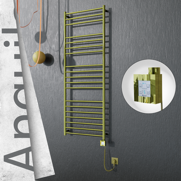 Radiva - Angulia Elektrikli Paslanmaz Çelik Havlupan 600x1630 Altın (KTX4 Termostat) 300W Spiral Kablolu