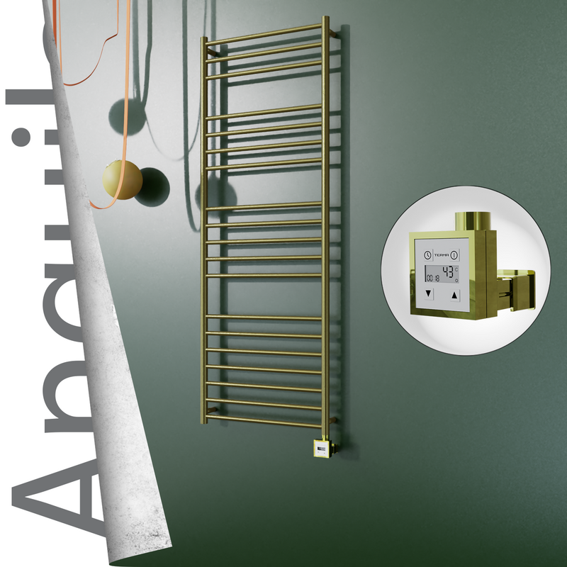 Angulia Elektrikli Paslanmaz Çelik Havlupan 600x1630 Satine Altın (KTX3 Termostat) 300W