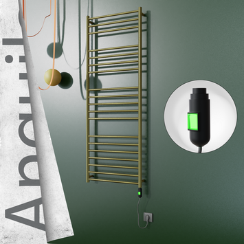 Radiva - Angulia Elektrikli Paslanmaz Çelik Havlupan 600x1630 Satine Altın (On/Off Düğmeli) 300W