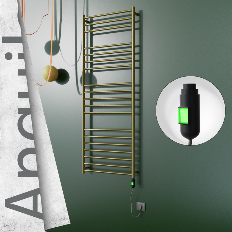 Angulia Elektrikli Paslanmaz Çelik Havlupan 600x1630 Satine Altın (On/Off Düğmeli) 300W