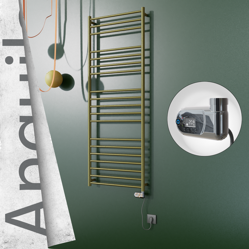 Angulia Elektrikli Paslanmaz Çelik Havlupan 600x1630 Satine Altın (Thesis Termostat) 300W