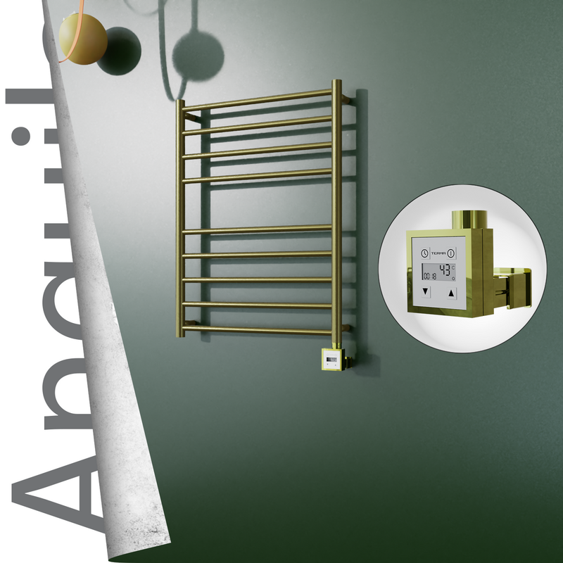 Angulia Elektrikli Paslanmaz Çelik Havlupan 600x790 Satine Altın (KTX3 Termostat) 200W