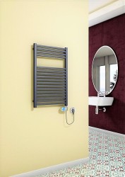 Barbados Electric Towel Warmer 300 Watt 500x800 Anthracite (Musa Thermostat) - Thumbnail