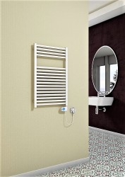 Barbados Electric Towel Warmer 300 Watt 500x800 White (Musa Thermostat) - Thumbnail