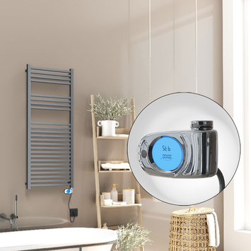 Radiva - Barbados Electric Towel Warmer 600 Watt 500x1200 Anthracite (Musa Thermostat)