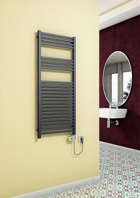 Barbados Electric Towel Warmer 600 Watt 500x1200 Anthracite (Thesis Thermostat)