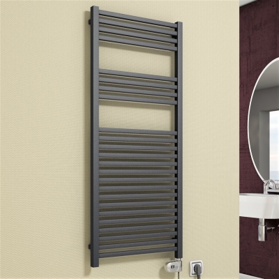 Barbados Electric Towel Warmer 600 Watt 500x1200 Anthracite (Thesis Thermostat)