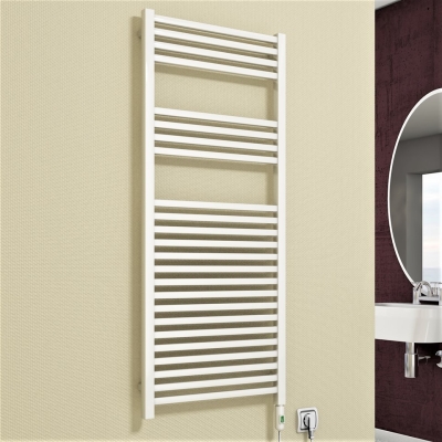 Barbados Electric Towel Warmer 600 Watt 500x1200 White (On/Off)