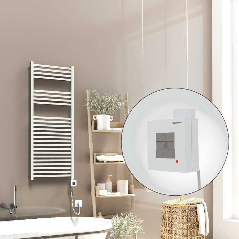 Barbados Sèche Serviettes Electrique 500x1200 Blanc Ktx1 600 Watt Câble en spirale