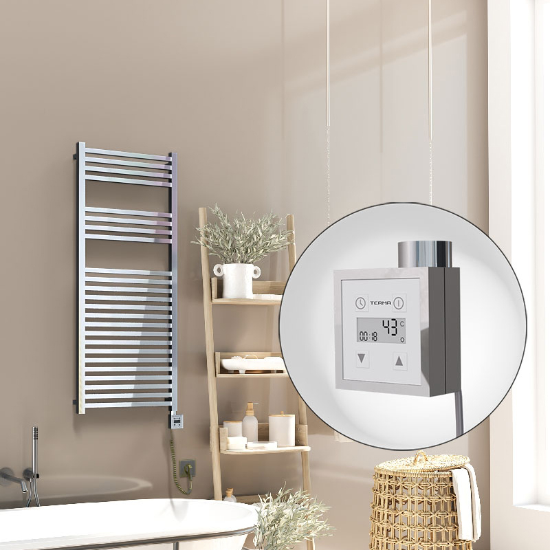 Barbados Electric Towel Warmer 500x1200 Chrome Ktx3 300 W (Spiral Cable)