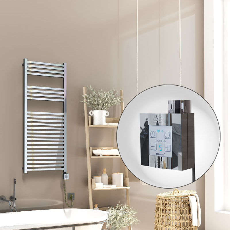 Barbados Electric Towel Warmer 500x1200 Chrome Ktx4 300 W (Spiral Cable)