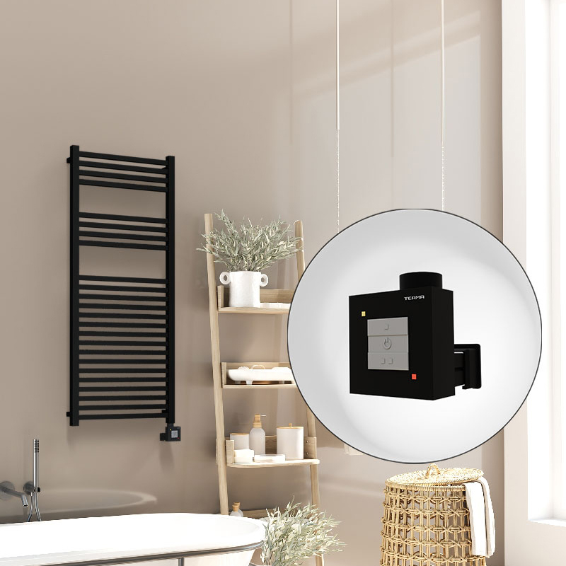 Barbados Sèche Serviettes Electrique 500x1200 Noir mat Ktx1 600 Watt