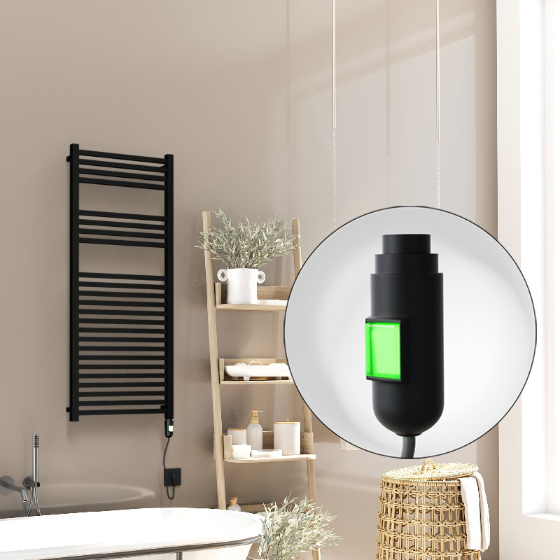 Barbados Electric Towel Warmer 500x1200 Matte Black (On/Off) 600 W