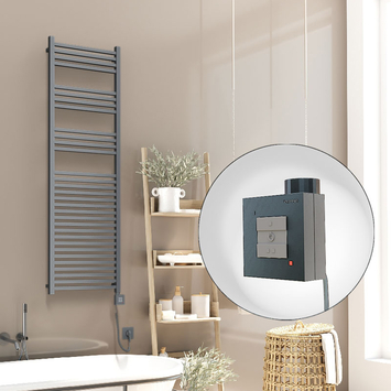 Radiva - Barbados Electric Towel Warmer 500x1600 Anthracite Ktx1 600 W (Spiral Cable)