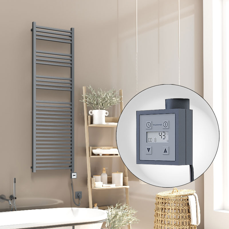 Barbados Sèche Serviettes Electrique 500x1600 Anthracite Ktx3 1000 Watt Câble en spirale