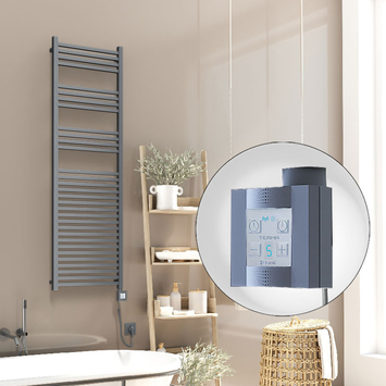 Radiva - Barbados Electric Towel Warmer 500x1600 Anthracite Ktx4 600 W (Spiral Cable)