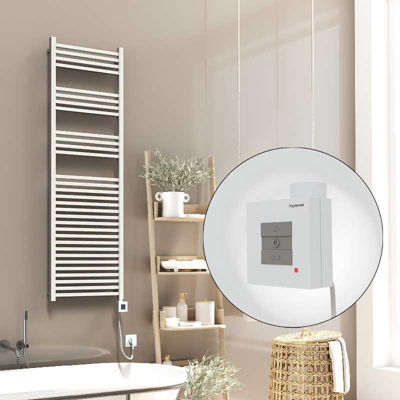 Barbados Sèche Serviettes Electrique 500x1600 Blanc Ktx1 1000 Watt Câble en spirale