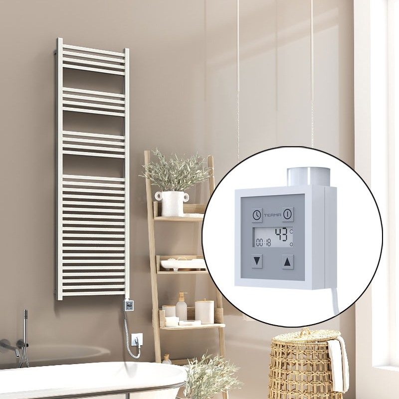 Barbados Sèche Serviettes Electrique 500x1600 Blanc Ktx3 1000 Watt Câble en spirale