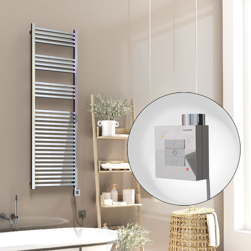 Barbados Elektrikli Havlupan 500x1600 Krom (KTX1 Termostat) 600W Spiral Kablolu
