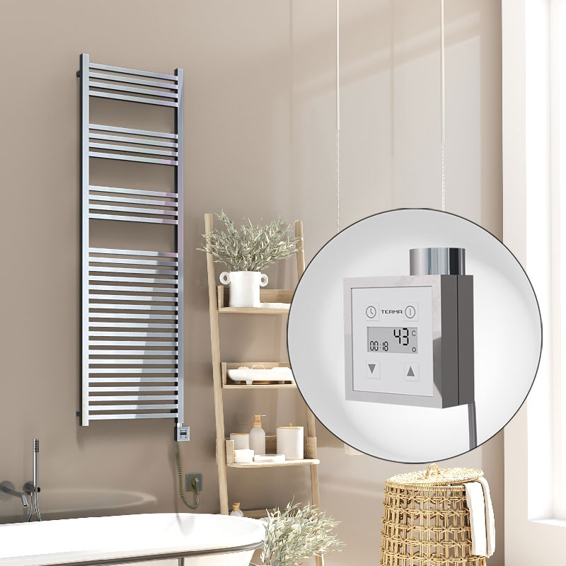 Barbados Sèche Serviettes Electrique 500x1600 Chrome Ktx3 600 Watt Câble en spirale