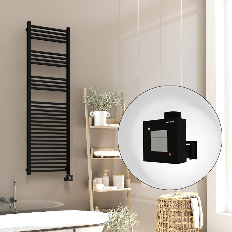 Barbados Electric Towel Warmer 500x1600 Matte Black Ktx1 600 W