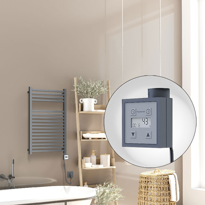 Barbados Electric Towel Warmer 500x800 Anthracite Ktx3 300 W (Spiral Cable)