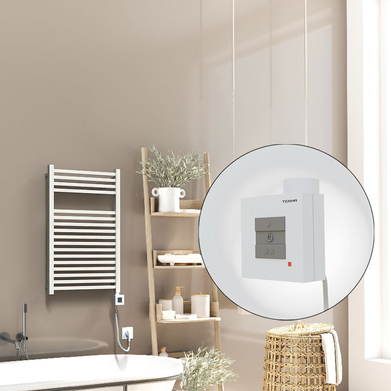 Barbados Electric Towel Warmer 500x800 White Ktx1 300 W (Spiral Cable)