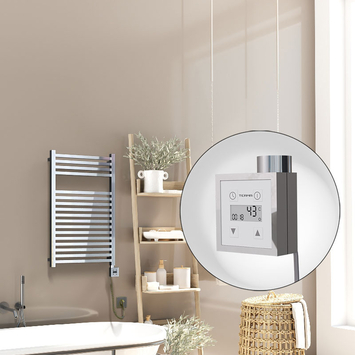 Radiva - Barbados Elektrikli Havlupan 500x800 Krom (KTX3 Termostat) 300W Spiral Kablolu