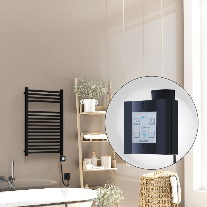 Barbados Sèche Serviettes Electrique 500x800 Noir mat Ktx4 600 Watt Câble en spirale