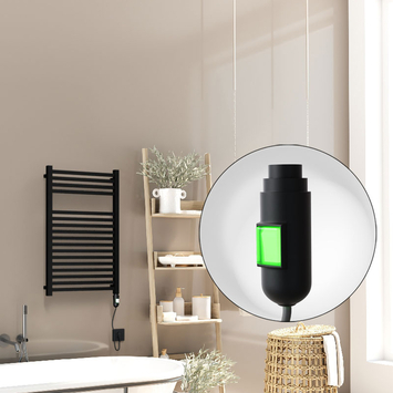 Radiva - Barbados Elektrikli Havlupan 500x800 Siyah (On/Off Düğmeli) 600W