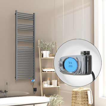 Radiva - Barbados Electric Towel Warmer 600 Watt 500x1600 Anthracite (Musa Thermostat)