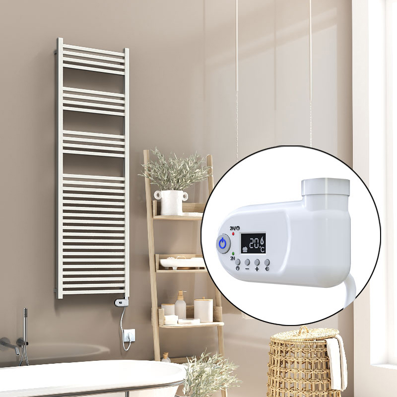Barbados Electric Towel Warmer 600 Watt 500x1600 White (Thesis Thermostat)