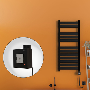 Radiva - Bora Bora Electric Towel Warmer 500x1200 Matte Black Ktx1 300 W (Spiral Cable)