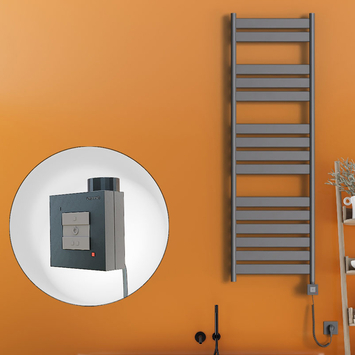 Radiva - Bora Bora Sèche Serviettes Electrique 500x1600 Anthracite Ktx1 1000 Watt Câble en spirale Radiva - Bora Bora Sèche Serviettes Electrique 500x1600 Anthracite Ktx1 1000 Watt Câble en spirale