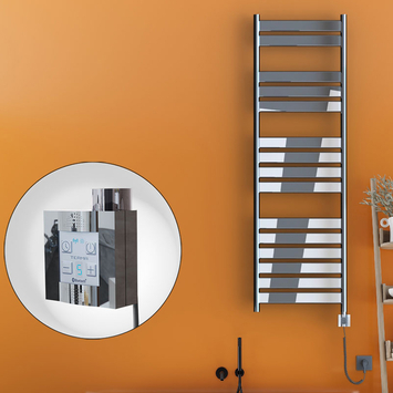 - Bora Bora Sèche Serviettes Electrique 500x1600 Chrome Ktx4 600 Watt Câble en spirale  - Bora Bora Sèche Serviettes Electrique 500x1600 Chrome Ktx4 600 Watt Câble en spirale