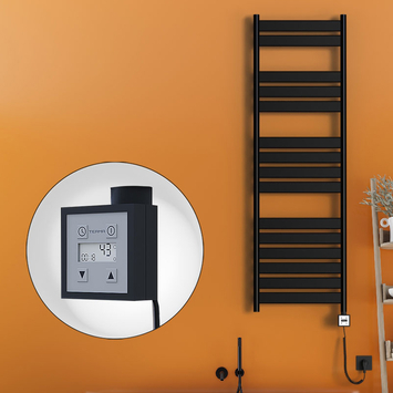 Radiva - Bora Bora Sèche Serviettes Electrique 500x1600 Noir mat Ktx3 1000 Watt Câble en spirale Radiva - Bora Bora Sèche Serviettes Electrique 500x1600 Noir mat Ktx3 1000 Watt Câble en spirale