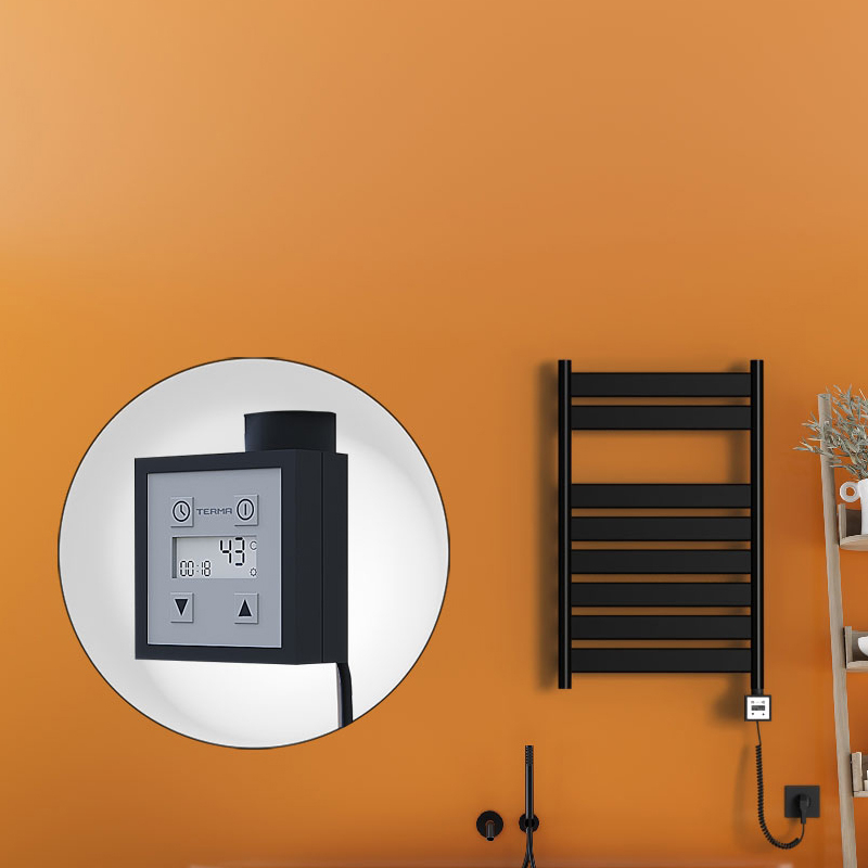 Bora Bora Electric Towel Warmer 500x800 Matte Black Ktx3 300 W (Spiral Cable)