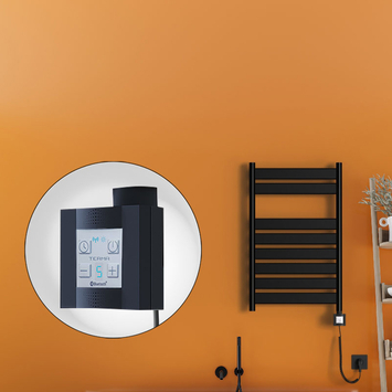 - Bora Bora Sèche Serviettes Electrique 500x800 Noir mat Ktx4 300 Watt Câble en spirale  - Bora Bora Sèche Serviettes Electrique 500x800 Noir mat Ktx4 300 Watt Câble en spirale