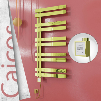 Radiva - Caicos Elektrikli Paslanmaz Çelik Havlupan 400x1260 Altın (KTX3 Termostat) 300W Spiral Kablolu