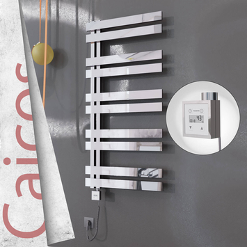 Radiva - Caicos Elektrikli Paslanmaz Çelik Havlupan 400x1260 Ayna Polisaj (KTX3 Termostat) 300W Spiral Kablolu