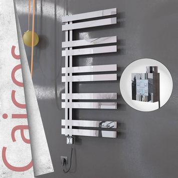 Radiva - Caicos Elektrikli Paslanmaz Çelik Havlupan 400x1260 Ayna Polisaj (KTX4 Termostat) 300W Spiral Kablolu