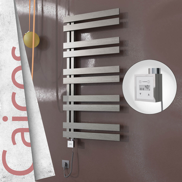 Radiva - Caicos Elektrikli Paslanmaz Çelik Havlupan 400x1260 Satin Polisaj (KTX3 Termostat) 300W Spiral Kablolu
