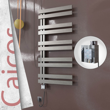 Radiva - Caicos Elektrikli Paslanmaz Çelik Havlupan 400x1260 Satin Polisaj (KTX4 Termostat) 300W Spiral Kablolu