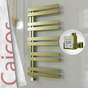 Radiva - Caicos Elektrikli Paslanmaz Çelik Havlupan 400x1260 Satine Altın (KTX3 Termostat) 300W