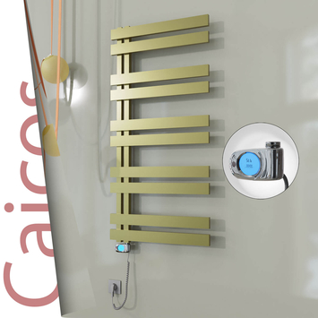 Radiva - Caicos Elektrikli Paslanmaz Çelik Havlupan 400x1260 Satine Altın (Musa Termostat) 300W